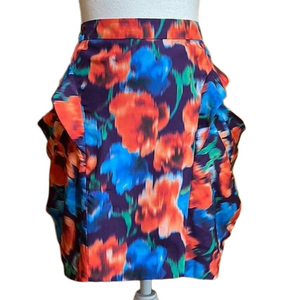 Bebe Silk Floral Ikat Skirt Size M - EUC